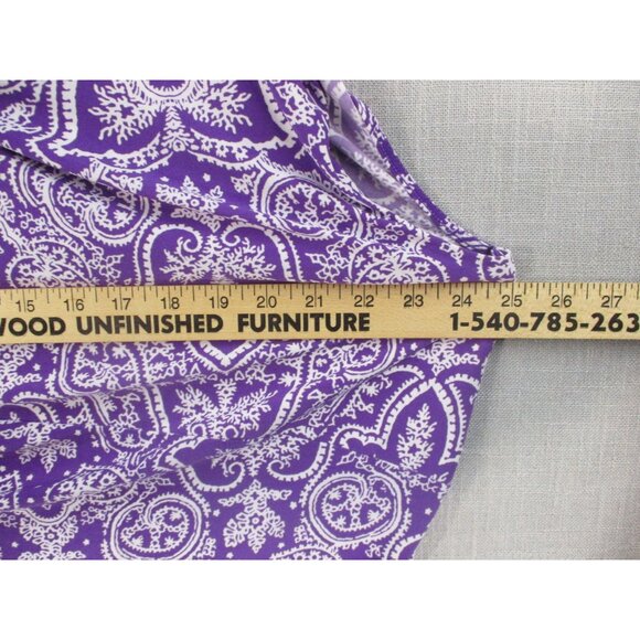 Chaps Womens 3X Purple & White Paisley V-Neck Short Sleeve Polyester Blend Top - Picture 4 of 7